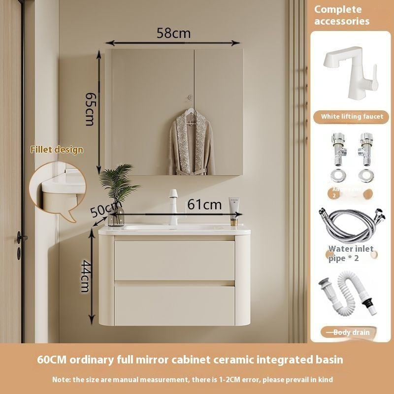 Kabinet Penyimpanan QW- Ins Style, Kabinet Cermin Pintar untuk Bilik Mandi, Set Singki Bilik Mandi 