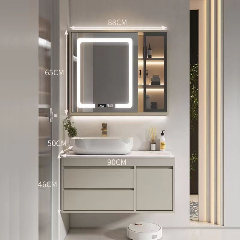 QW- Made of Real Wood, Smart Mirror in Bathroom, Bathroom Sink Storage Cabinet