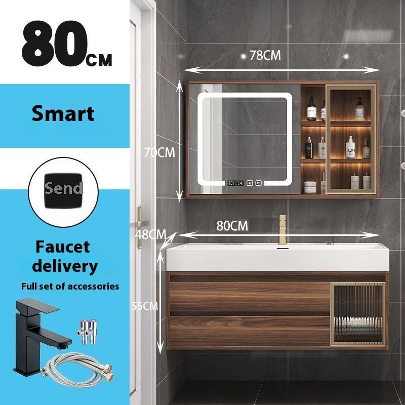 QW- Smart Mirror Real Wood Storage Cabinet in the Bathroom, Bathroom Sink Set