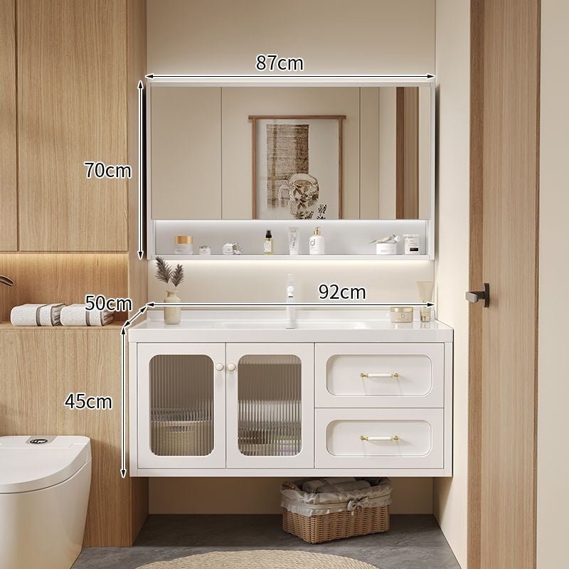QW- Solid Wood Storage Smart Mirror Cabinet Bathroom Sink Set