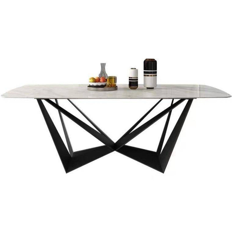 Italian style marble dining table, modern style, beautiful shine, square shape for home use.