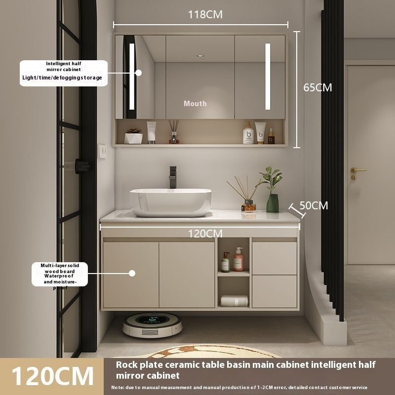 QW- Bilik Mandi Pintar, Kabinet Penyimpanan Bilik Mandi Cermin, Set Besen 