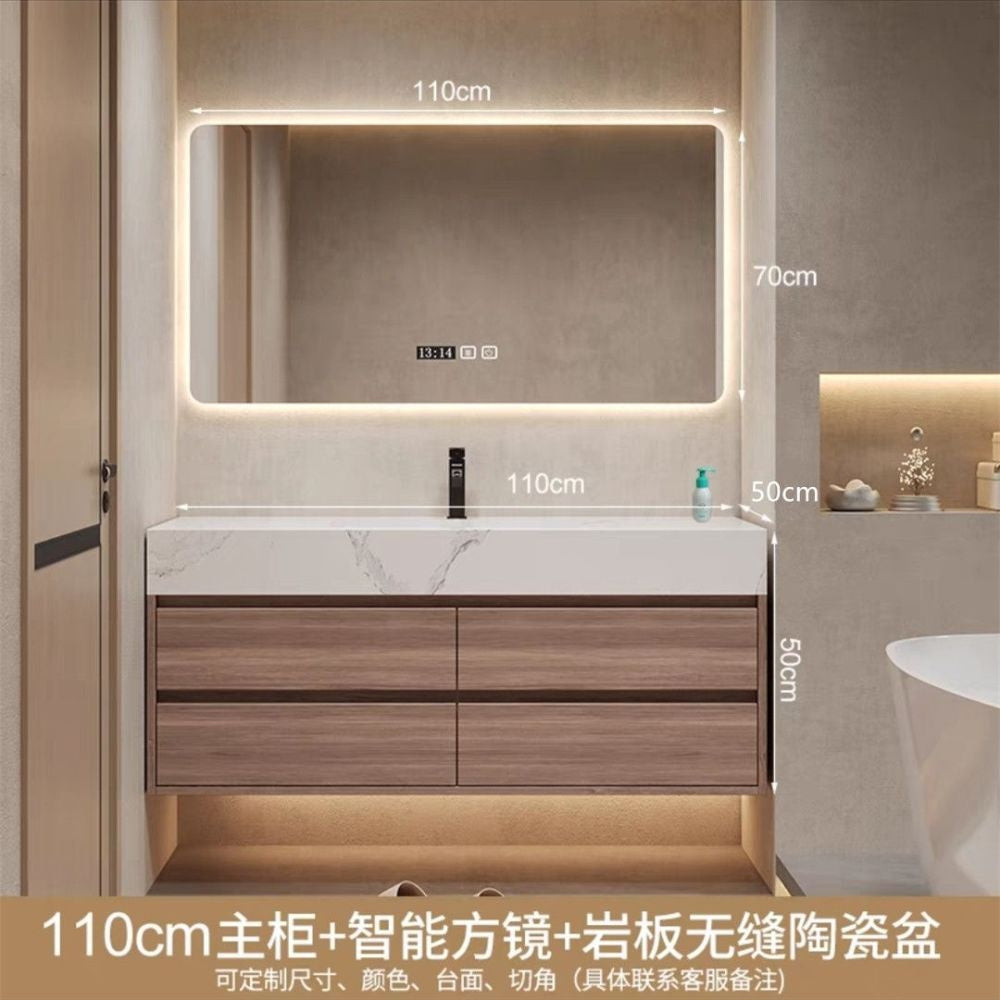 QW- High-quality storage made of real wood for smart mirror cabinet in the bathroom, bathroom sink.