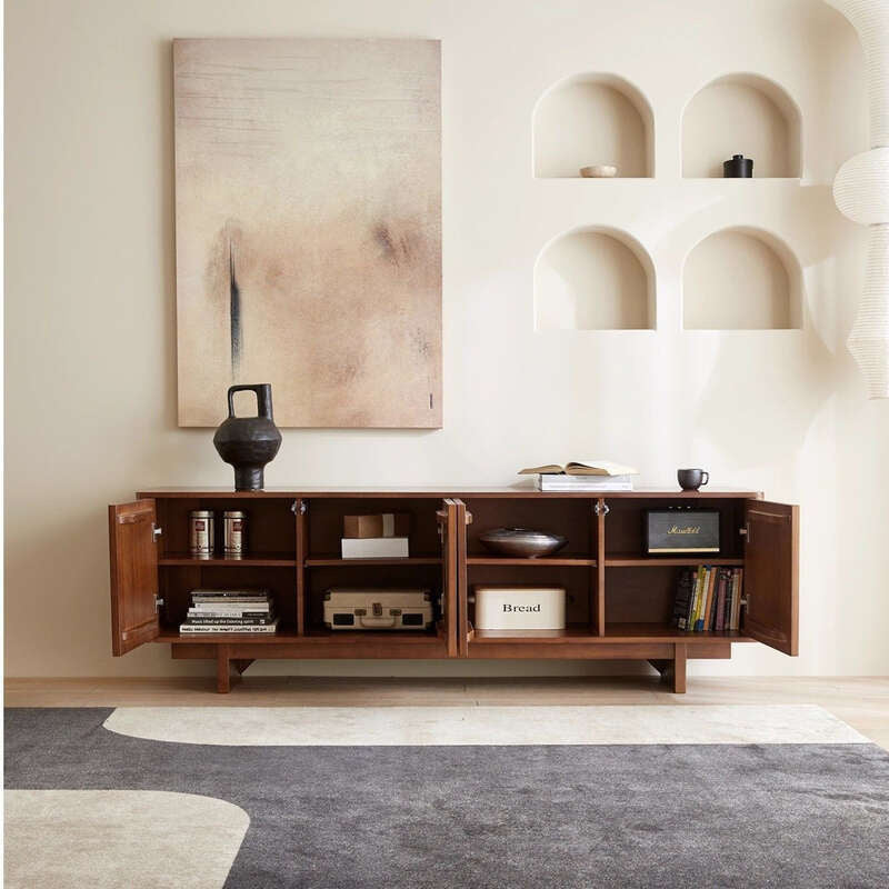 Nordic Vintage Simple Style Solid Wood Coffee Table Living Room Small Home TV Cabinet Geometric Ideas