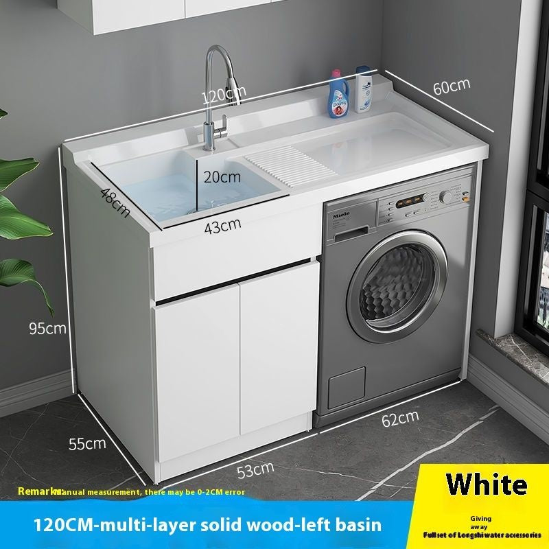QW- Genuine Wooden Storage Cabinet Bathroom Sink Set Washing Machine Table