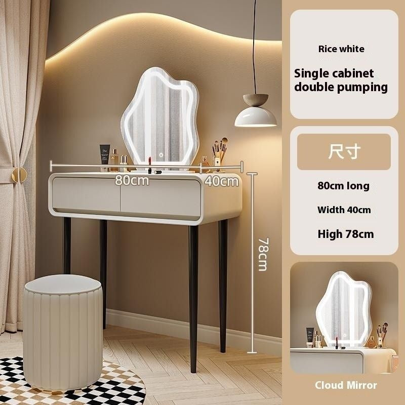 Cream Wind Solid Wood Large Bedroom Modern Simple Foldable Chest of Drawers One Dressing Table