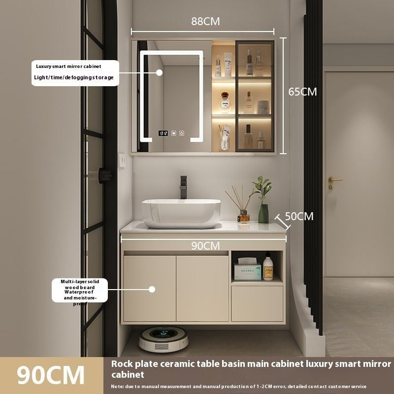 QW- Bilik Mandi Pintar, Kabinet Penyimpanan Bilik Mandi Cermin, Set Besen 