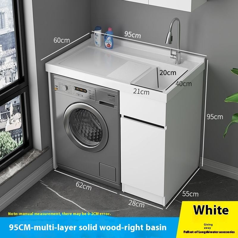QW- Genuine Wooden Storage Cabinet Bathroom Sink Set Washing Machine Table