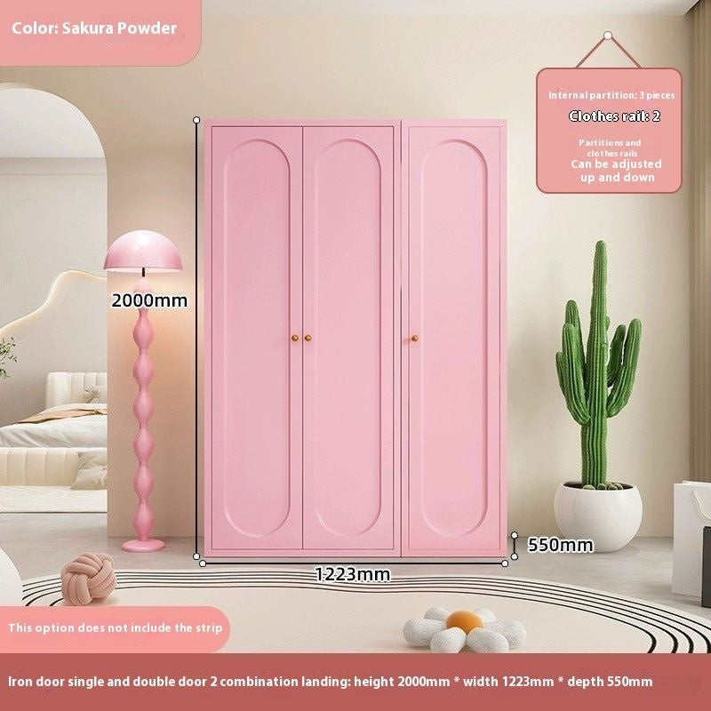 Kabinet Penyimpanan Tiga Pintu Bilik Tidur Rumah Bersaiz Krim Pelindung Angin Kombinasi Mudah