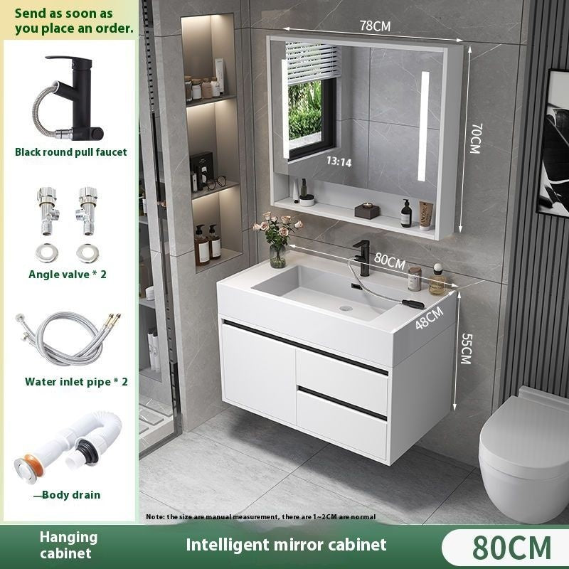 QW- Real Wood Storage Smart Mirror Cabinet Sink Set in the Bathroom
