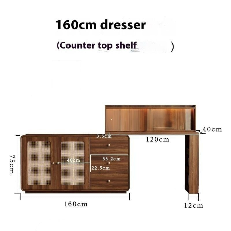 Rattan Woven Round Solid Wood Cabinet One Dressing Table Main Bedroom Corner Foldable