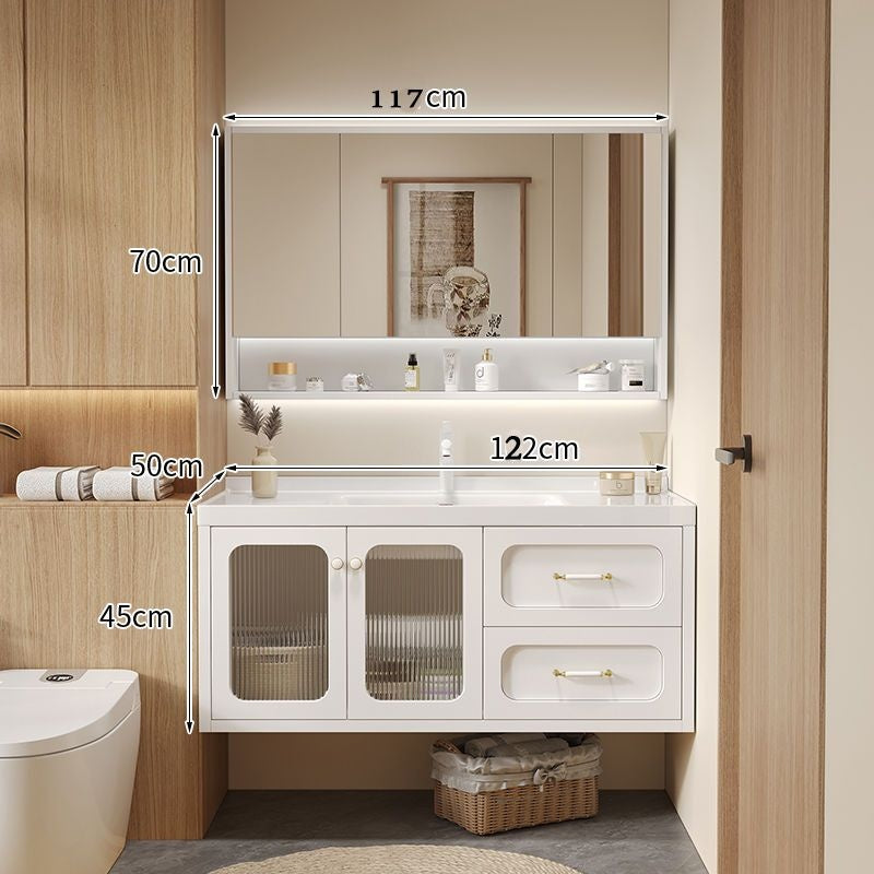 QW- Solid Wood Storage Smart Mirror Cabinet Bathroom Sink Set