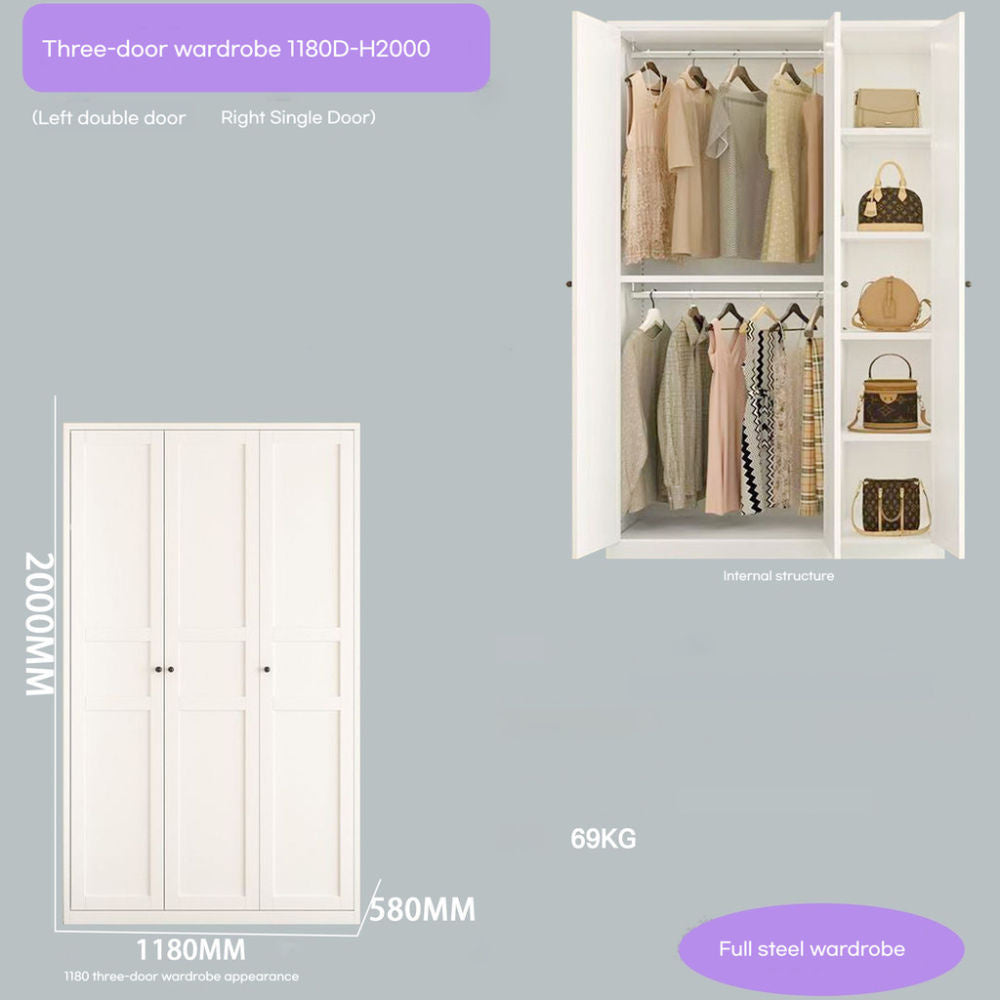 Closet, wrought iron home bedroom storage, European style cream color, wardrobe, children's wardrobe