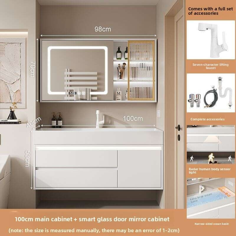 QW- Kabinet kaca pintar untuk storan bilik mandi, lebar 40 cm.