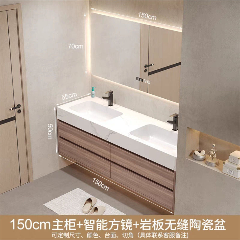QW- High-quality storage made of real wood for smart mirror cabinet in the bathroom, bathroom sink.