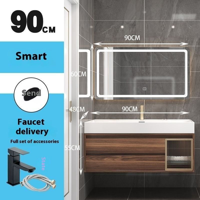QW- Smart Mirror Real Wood Storage Cabinet in the Bathroom, Bathroom Sink Set