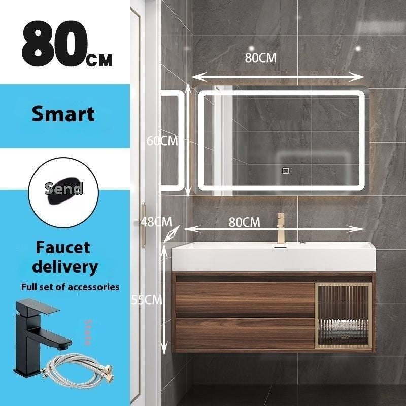 QW- Smart Mirror Real Wood Storage Cabinet in the Bathroom, Bathroom Sink Set