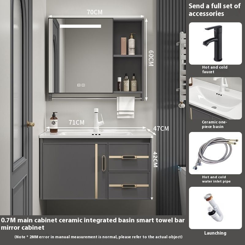 Kabinet Penyimpanan Aluminium QW- Cermin Pintar Set Sinki Bilik Mandi 