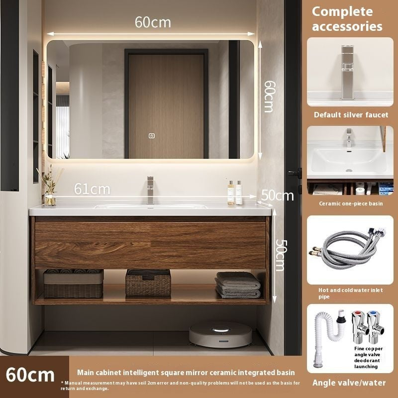 QW- Hua To wood cabinet Smart mirror in the bathroom Bathroom sink set