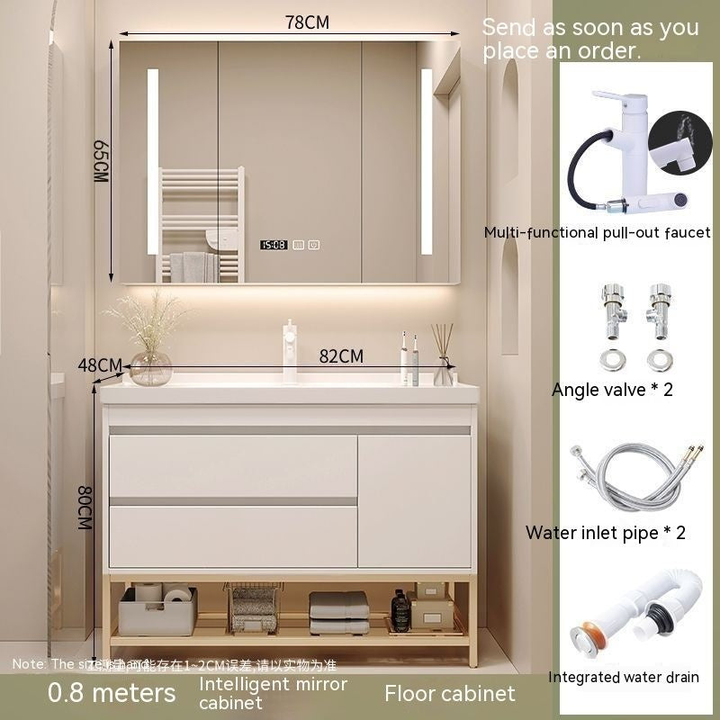 QW- Cream Style Storage Smart Mirror Cabinet Bathroom Sink Set