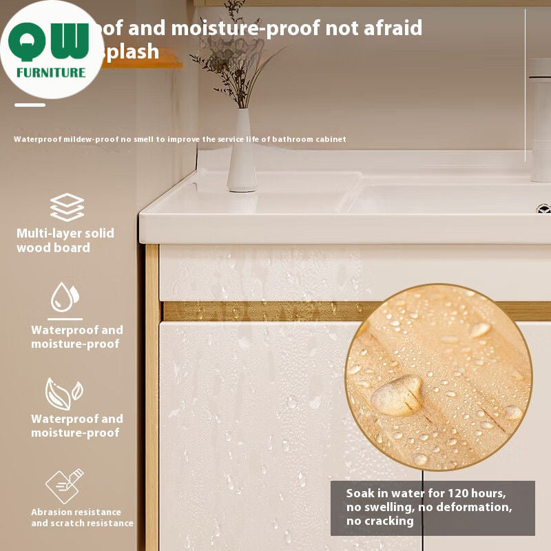 QW- Cabinet, Solid Wood Bathroom, Sink, Bathroom Set, Smart Glass Cabinet