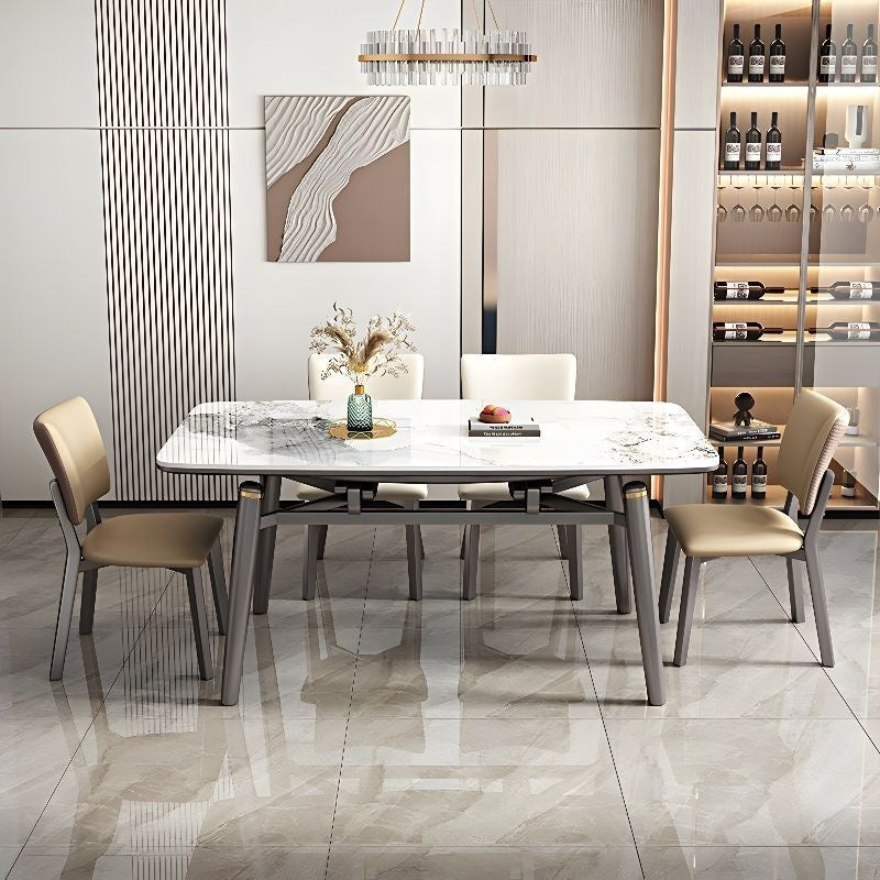 BKK Ready Stock Elegant Marble Pattern Dining Table, Genuine Wood, Expandable, Foldable, Round-Square Modern