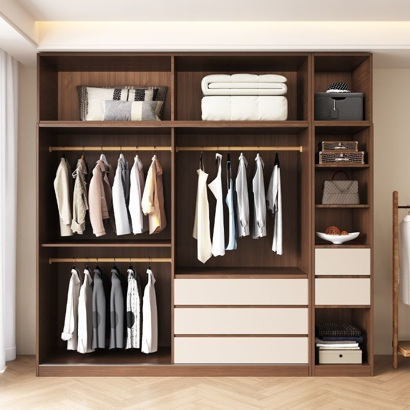 Sliding Solid Wood Full-featured Bedroom Nordic Wind Small Type Home Wardrobe Mobile Door Cabinet Combined