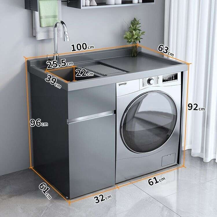 QW- Stainless Steel Storage Cabinet Bathroom Sink Washing Machine Counter