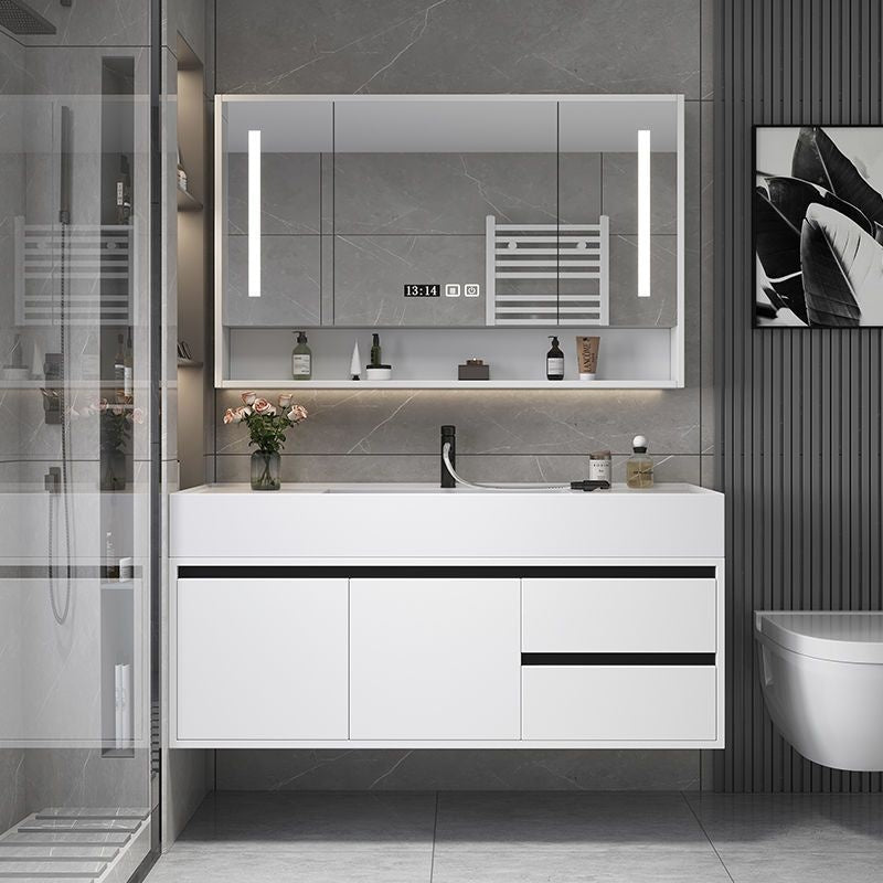 QW- Real Wood Storage Smart Mirror Cabinet Sink Set in the Bathroom