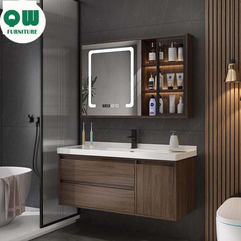 QW- Storage Mirror Cabinet Bathroom Sink Set
