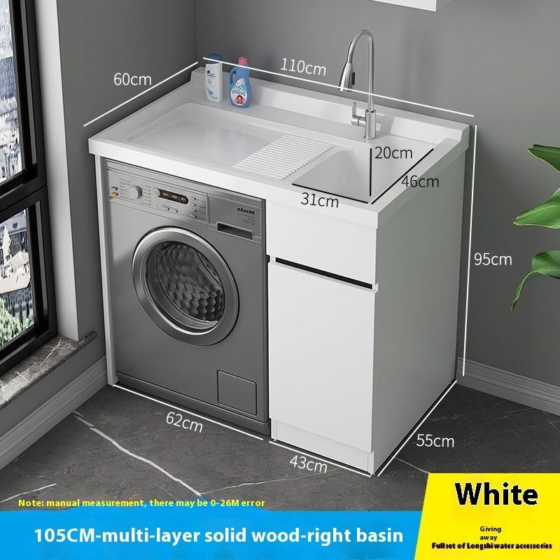 QW- Genuine Wooden Storage Cabinet Bathroom Sink Set Washing Machine Table