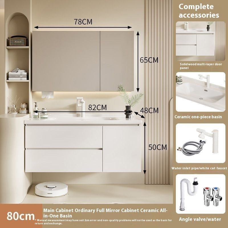 QW- Solid Wood Storage Smart Mirror Cabinet Bathroom Sink Set