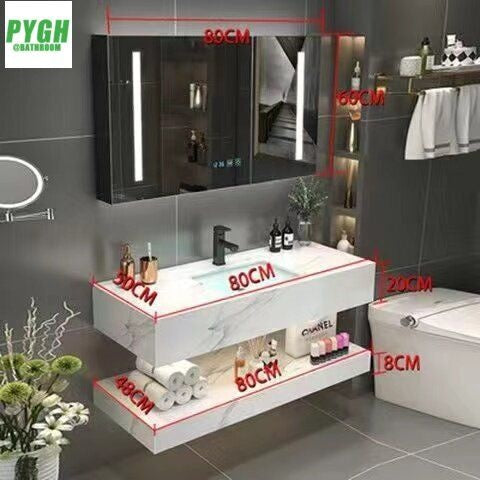 QW- Marble Sink Storage Cabinet Smart Mirror in the Bathroom