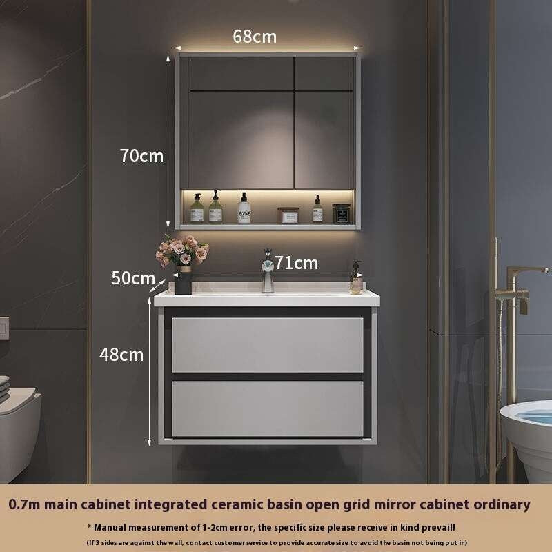 Kabinet Penyimpanan Kayu Oak QW- Set Singki Cermin Pintar di Bilik Mandi 