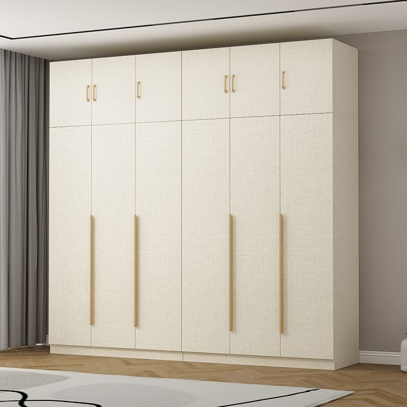 Solid Wood Thick Back Plate Bedroom Cream Windproof High Capacity Home Wardrobe