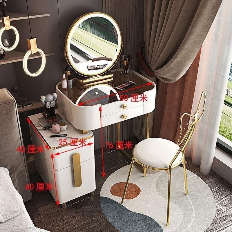 Meja Solek Moden Ringkas Kabinet Penyimpanan Sisi Katil Bilik Tidur Solek Kerusi Cermin Pelbagai Fungsi