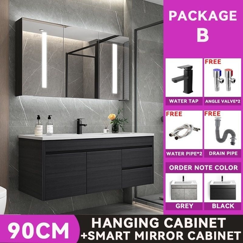 QW- Smart Bathroom, Storage Made of Real Wood, Multipurpose for Bathroom Mirror, and Washbasin Cabinet with Mirror