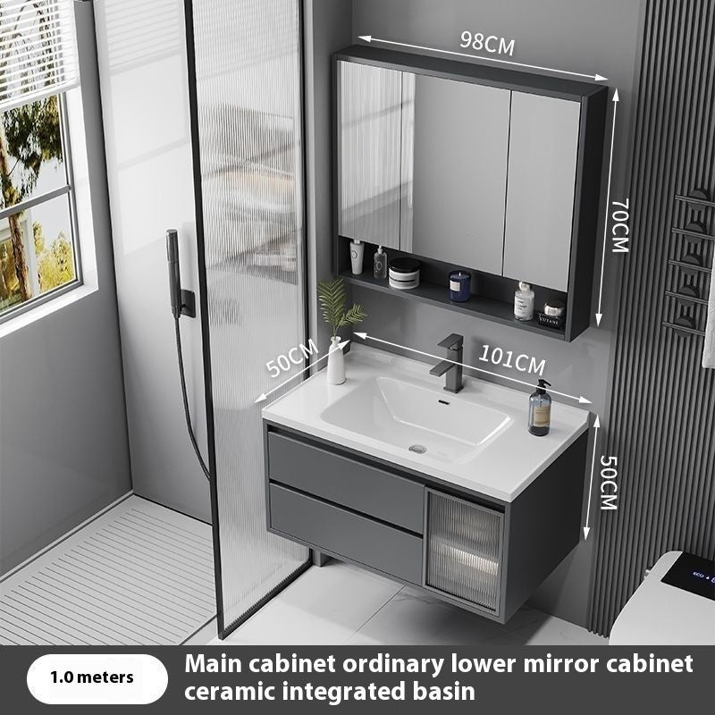 QW- Solid Wood Storage Smart Mirror Cabinet Bathroom Sink Set