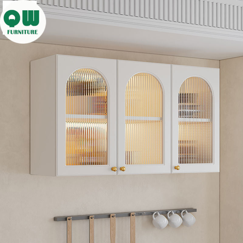 QW- Massif Wooden Kitchen Hanging French Style Wall Mounted Storage Cabinet