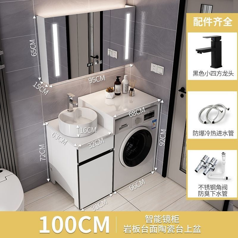 Set Kabinet Bilik Mandi Aluminium QW- dengan Sinki dan Mesin Basuh Atas Kaunter 