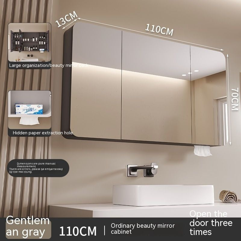 QW- Smart Mirror Cabinet Bathroom Aluminum Metal Can Display Time and Clear Fog