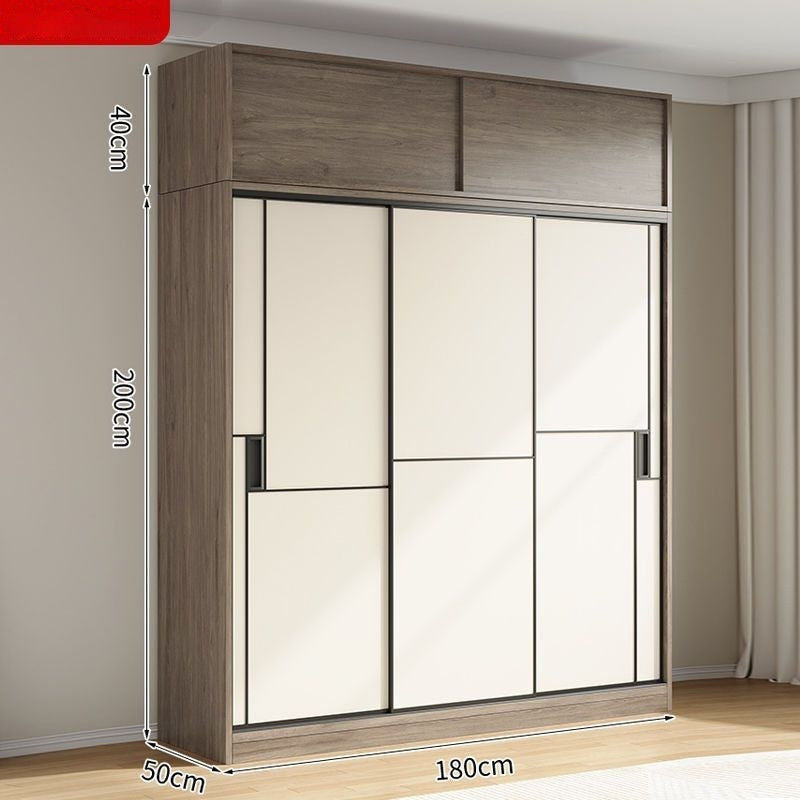 Solid Wood Sliding Door Wardrobe Large Capacity Multifunctional Storage Bedroom Multi-layer