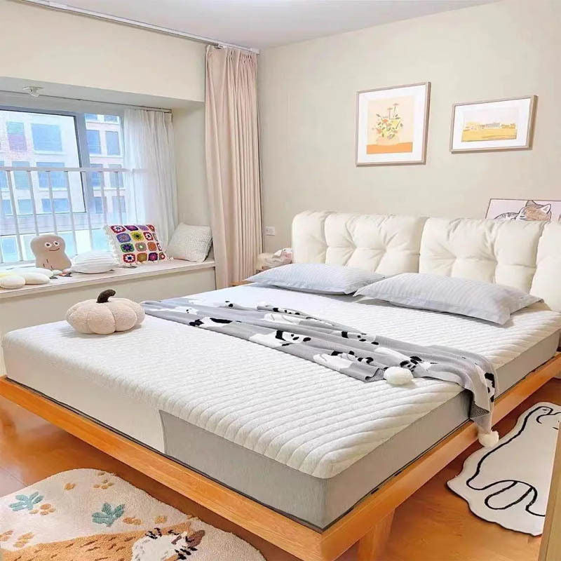 Nordic Solid Wood Full Single 1m x2m Cream Wind Big Bedroom Modern Soft Pack Small Double Bed