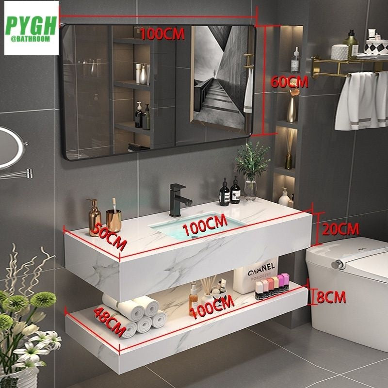 QW- Marble Sink Storage Cabinet Smart Mirror in the Bathroom