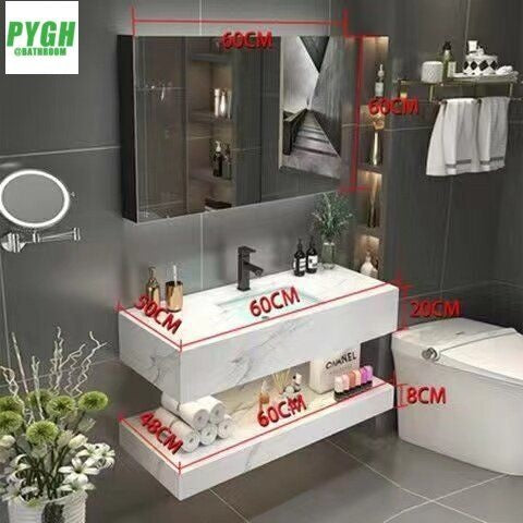 QW- Marble Sink Storage Cabinet Smart Mirror in the Bathroom