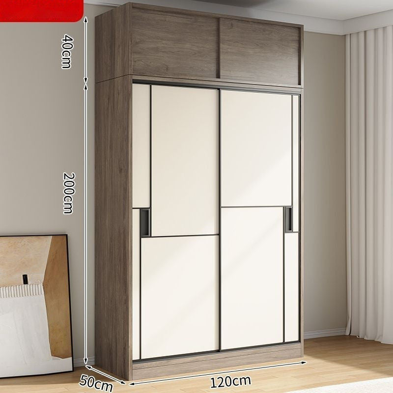 Solid Wood Sliding Door Wardrobe Large Capacity Multifunctional Storage Bedroom Multi-layer