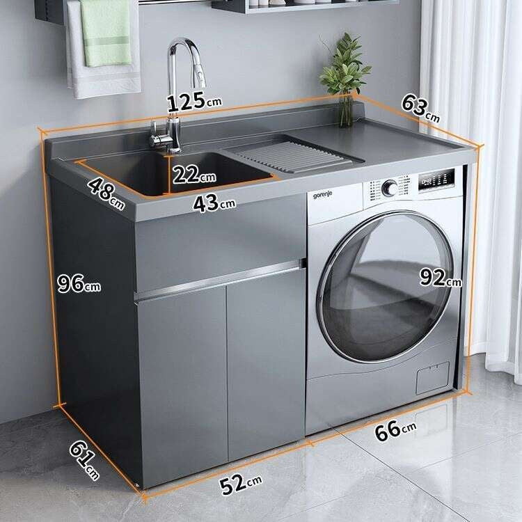 QW- Stainless Steel Storage Cabinet Bathroom Sink Washing Machine Counter