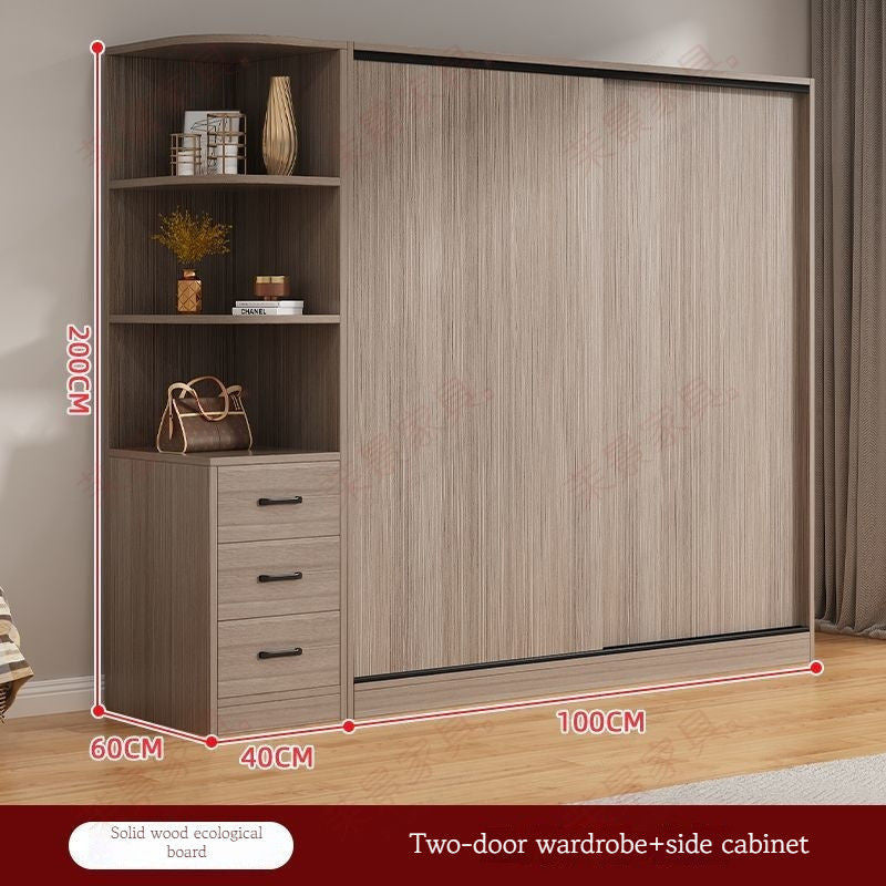 Solid Wood Sliding Door Home Bedroom Modern Simple Storage Cabinet Wardrobe 1.8m