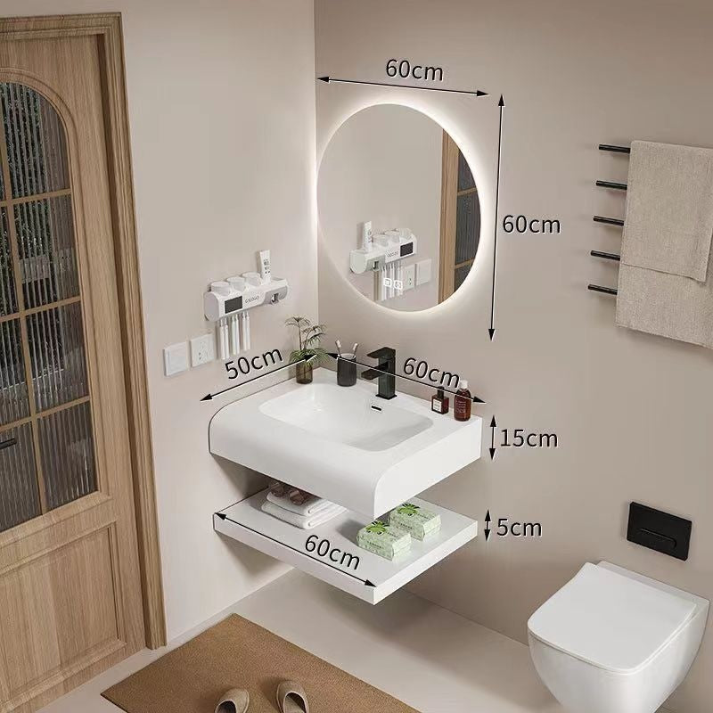 QW- Stone Sink Smart Mirror in the Bathroom Storage Cabinet