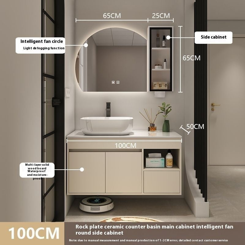 QW- Bilik Mandi Pintar, Kabinet Penyimpanan Bilik Mandi Cermin, Set Besen 